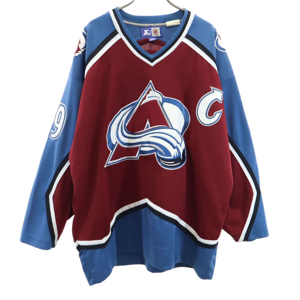 STARTER - 【STARTER】NHL コロラド・アバランチ ホッケー ゲームシャツA3653 Vintage STARTER Colorado Avalanche ICE BLUE NHL Hockey