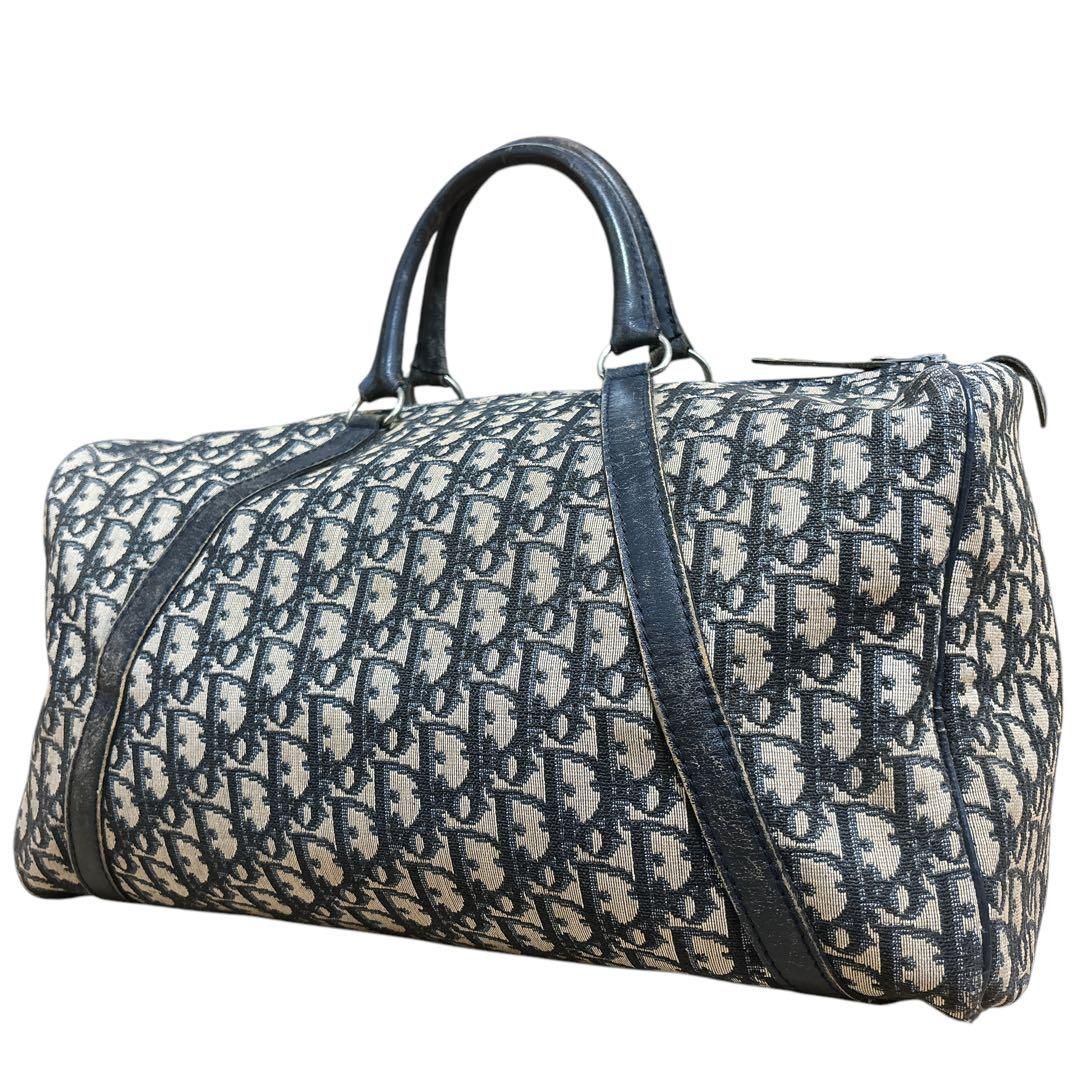 クリスチャンディオール Christian Dior トロッター ボストンバッグ 旅行鞄 ハンドバッグ ロゴ 総柄 メンズ レディース 大容量 ネイビー