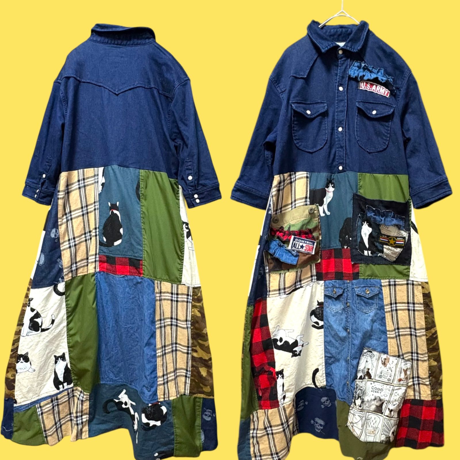 デニムリメイクサロペット 古着リメイクワンピース