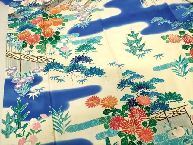 平和屋着物□豪華振袖 駒刺繍 霞花文 暈し染め 金彩 正絹 逸品