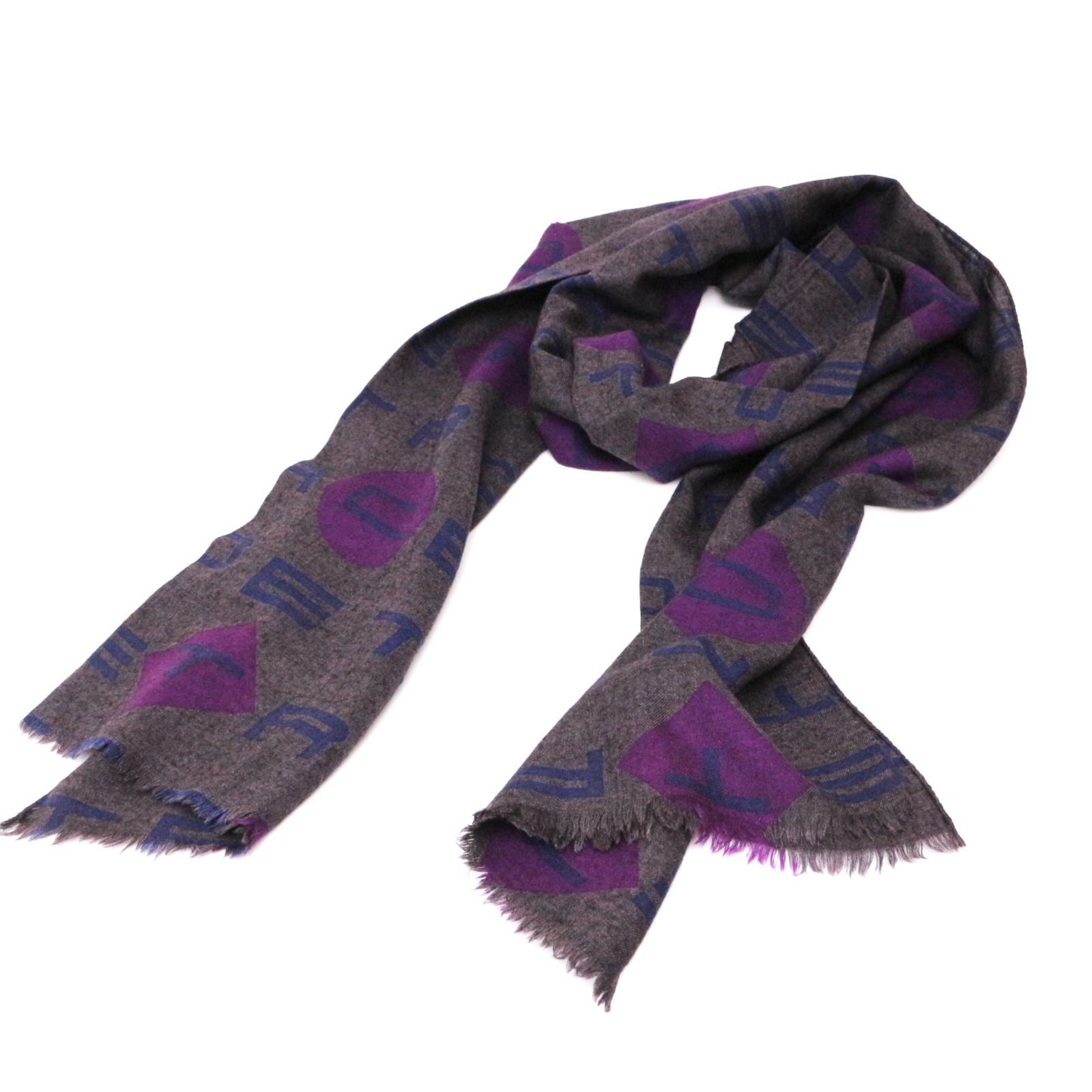 エトロ ストール マフラー 大判 ロゴ ウール 70% シルク 30