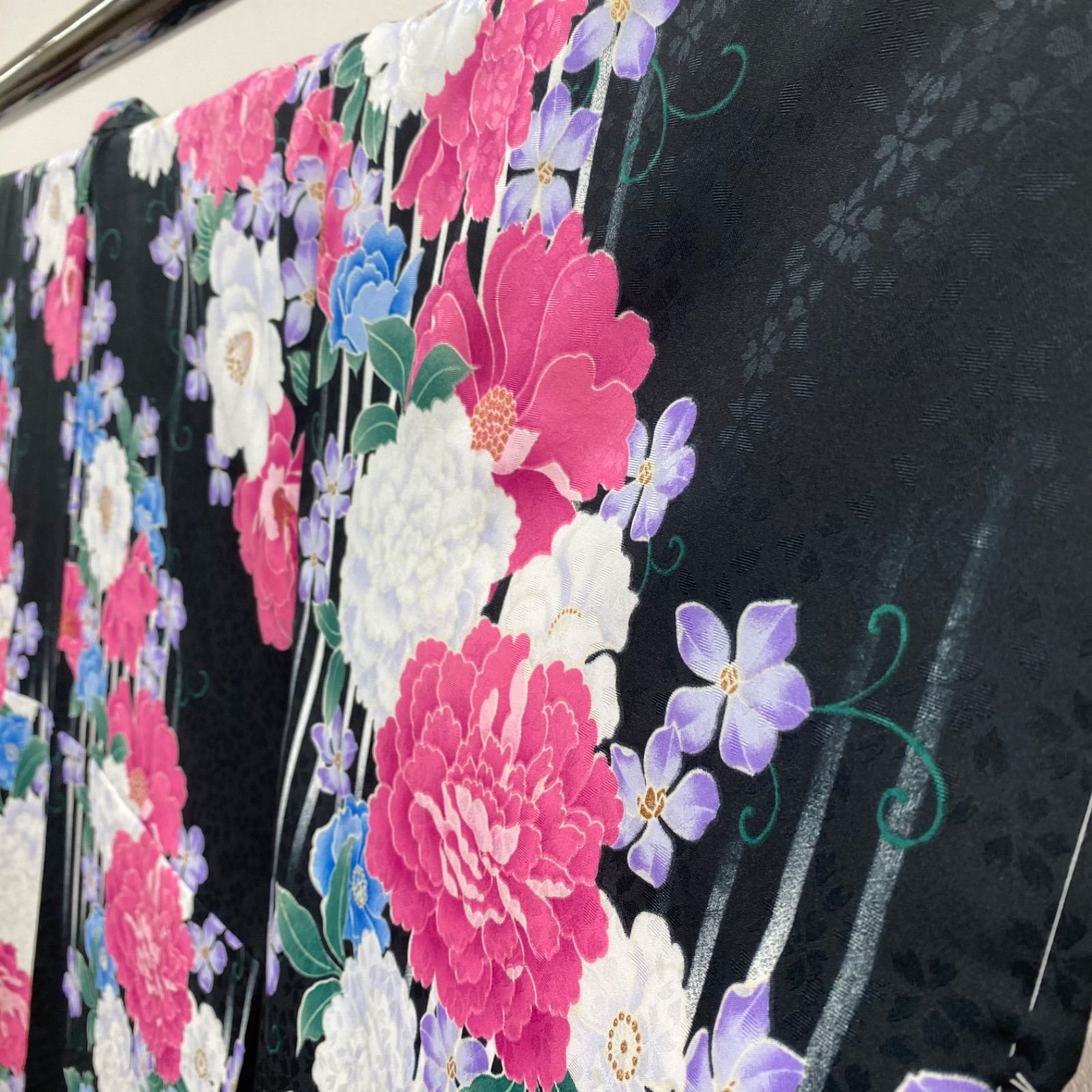 二尺袖 ポリエステル着物 金彩 紋意匠 袴向き 躾糸付き MOP447