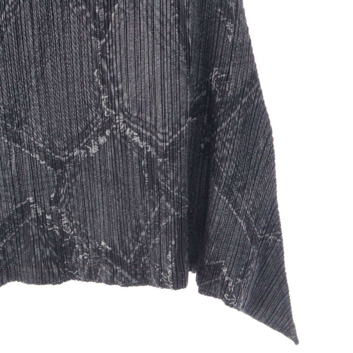 プリーツプリーズ イッセイミヤケ デニム転写 ロングスカート ネイビー 総柄 PLEATS PLEASE ISSEY MIYAKE】プリーツプリーズイッセイミヤケ