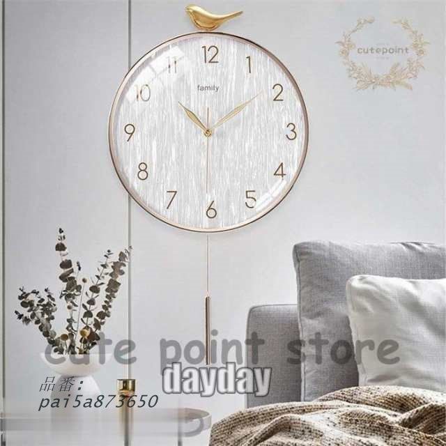 壁掛け時計 振り子時計 クロック 北欧風 天然金属製 ガ 新築祝い 静か モダン スイープ ギフト スプレッ 電池 おしゃれ pai5a873650