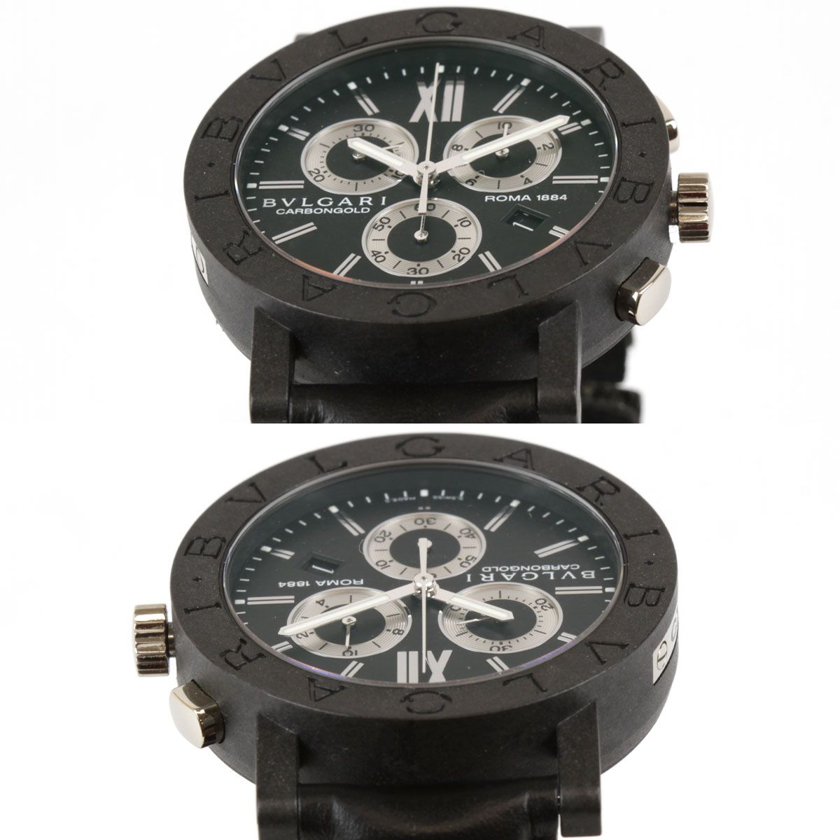 ○紅『ブルガリ』カーボンゴールド クロノ ROMA 1884 1円