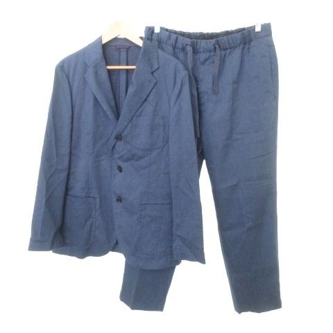 パパス Papas セットアップ スーツ デニム調 ジャケット Mサイズ パンツ スラックス Lサイズ インディゴ