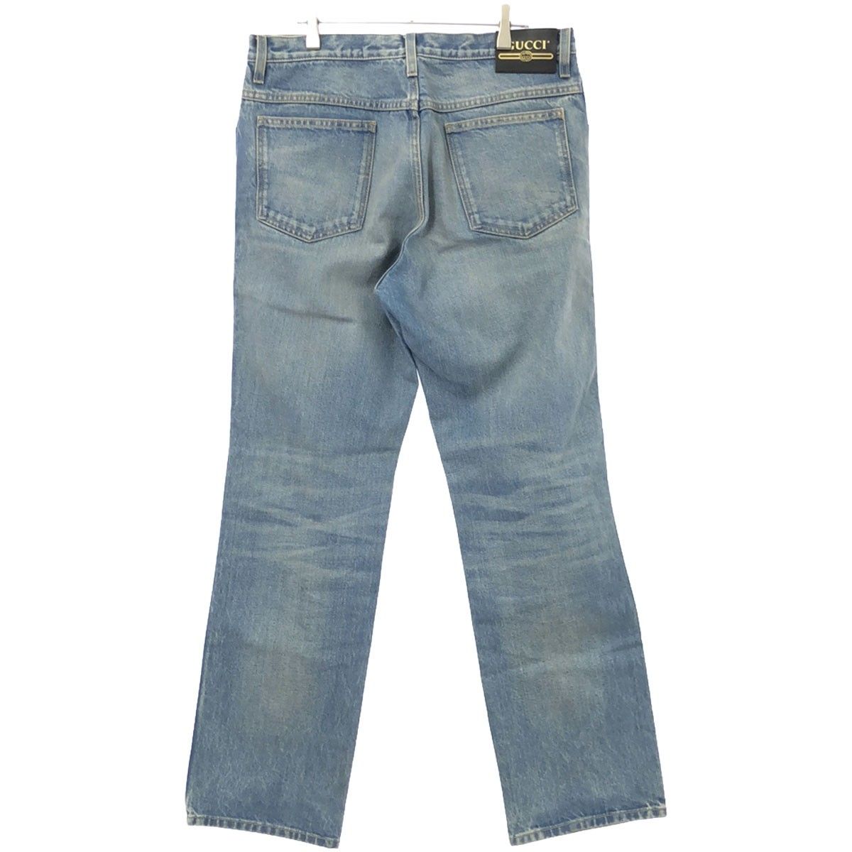 GUCCI グッチ ロゴパッチ デニムパンツ GUCCI グッチ ロゴパッチヴィンテージ加工デニムパンツ 599944