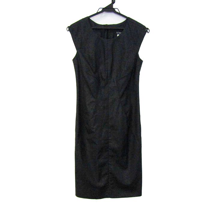 【a1589】ARMANI JEANS 美品 ノースリーブ ドレス ブラック S アルマーニ・ジーンズ ワンピース トップス ノースリーブ
