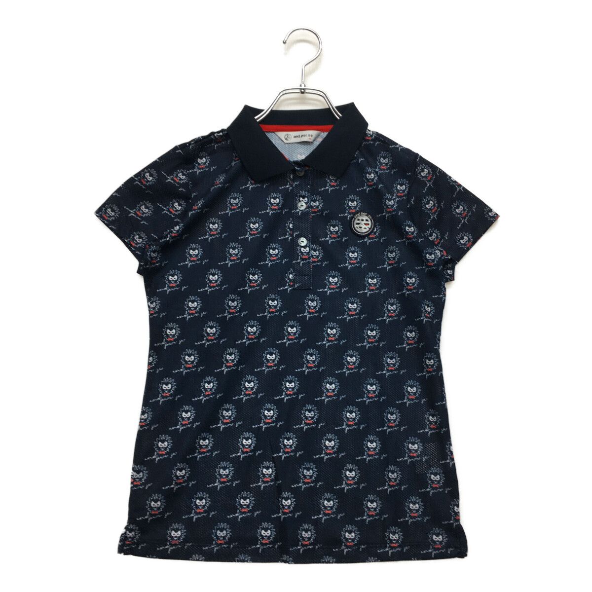 中古 レディース アンパスィ and per se 半袖ポロシャツ M 紺
