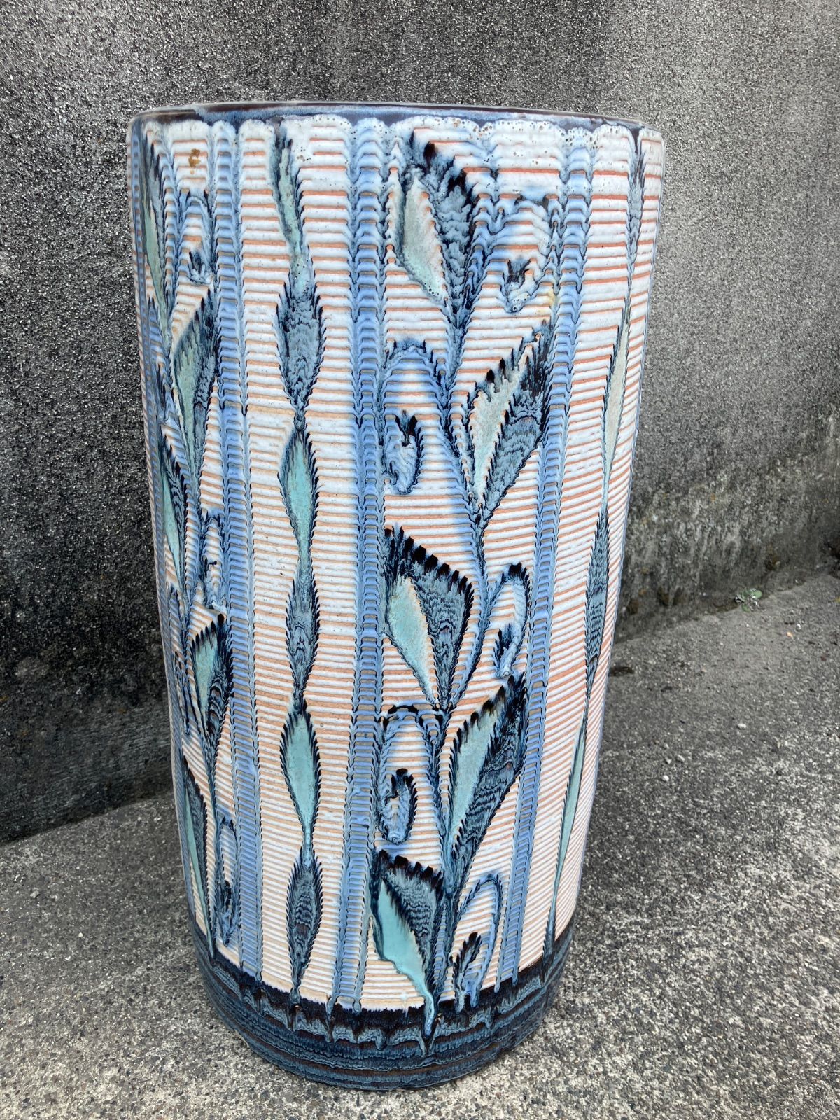 傘立て 陶器 大型植木鉢 柄 昭和レトロ アンティーク ヴィンテージ 