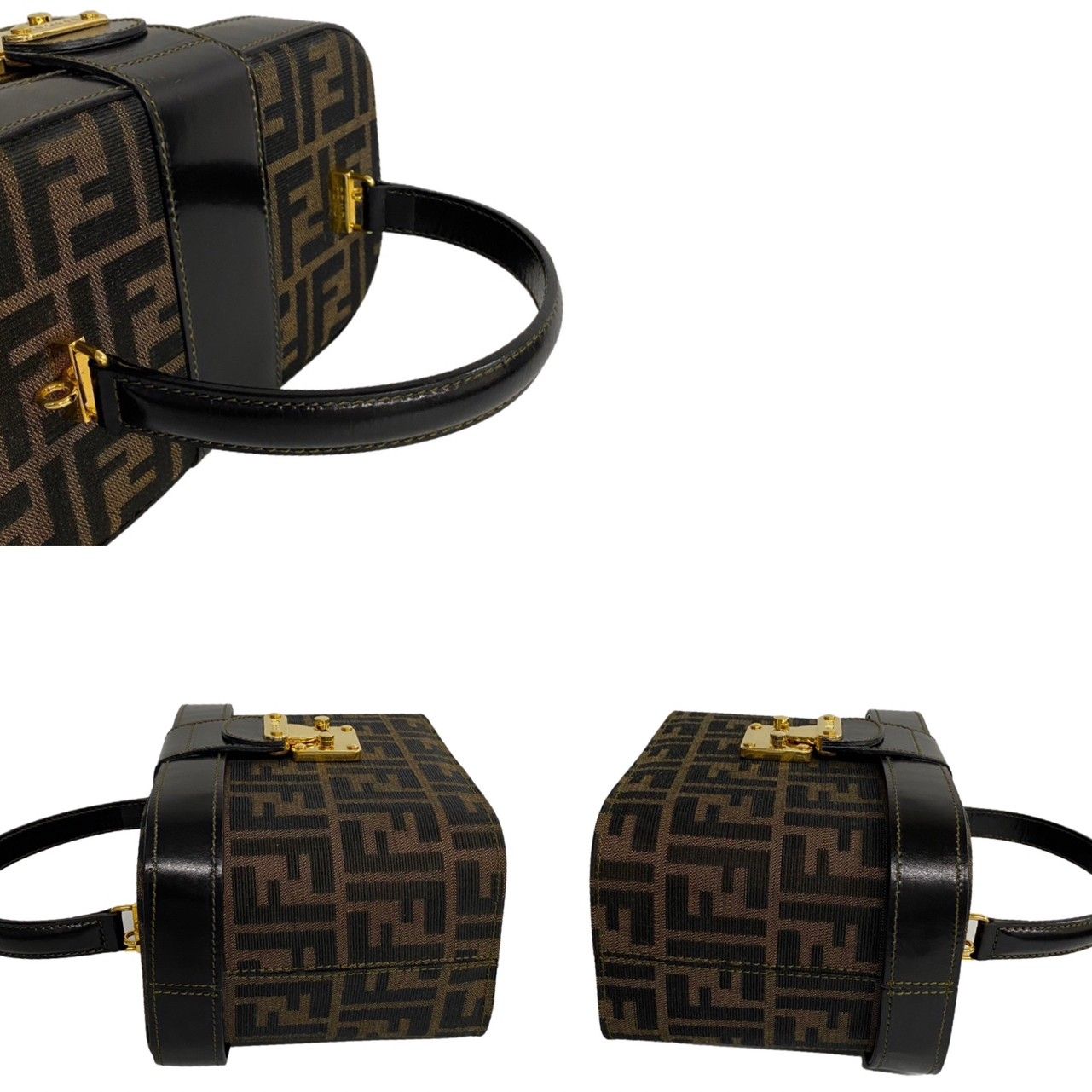 極 美品 箱 袋付き FENDI フェンディ ズッカ 柄 ロゴ レザー 本革 キャンバス 2way ハンドバッグ バニティバッグ ショルダーバッグ  32159 - メルカリ