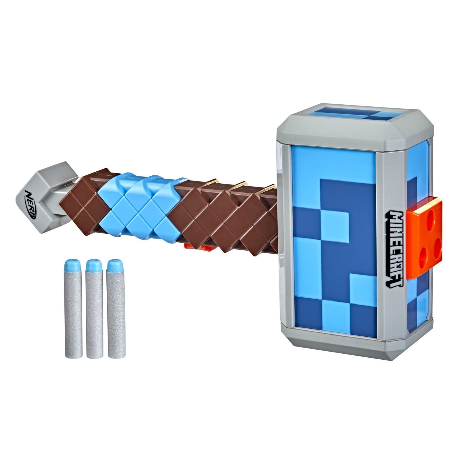 ハズブロ(HASBRO) ナーフ マインクラフト Minecraft ストームランダー ハンマー型ブラスター、ダーツ3本を発射、公式ナーフ エリート ダーツ3本付き、プルバックプライミングハンドル F4416 正規