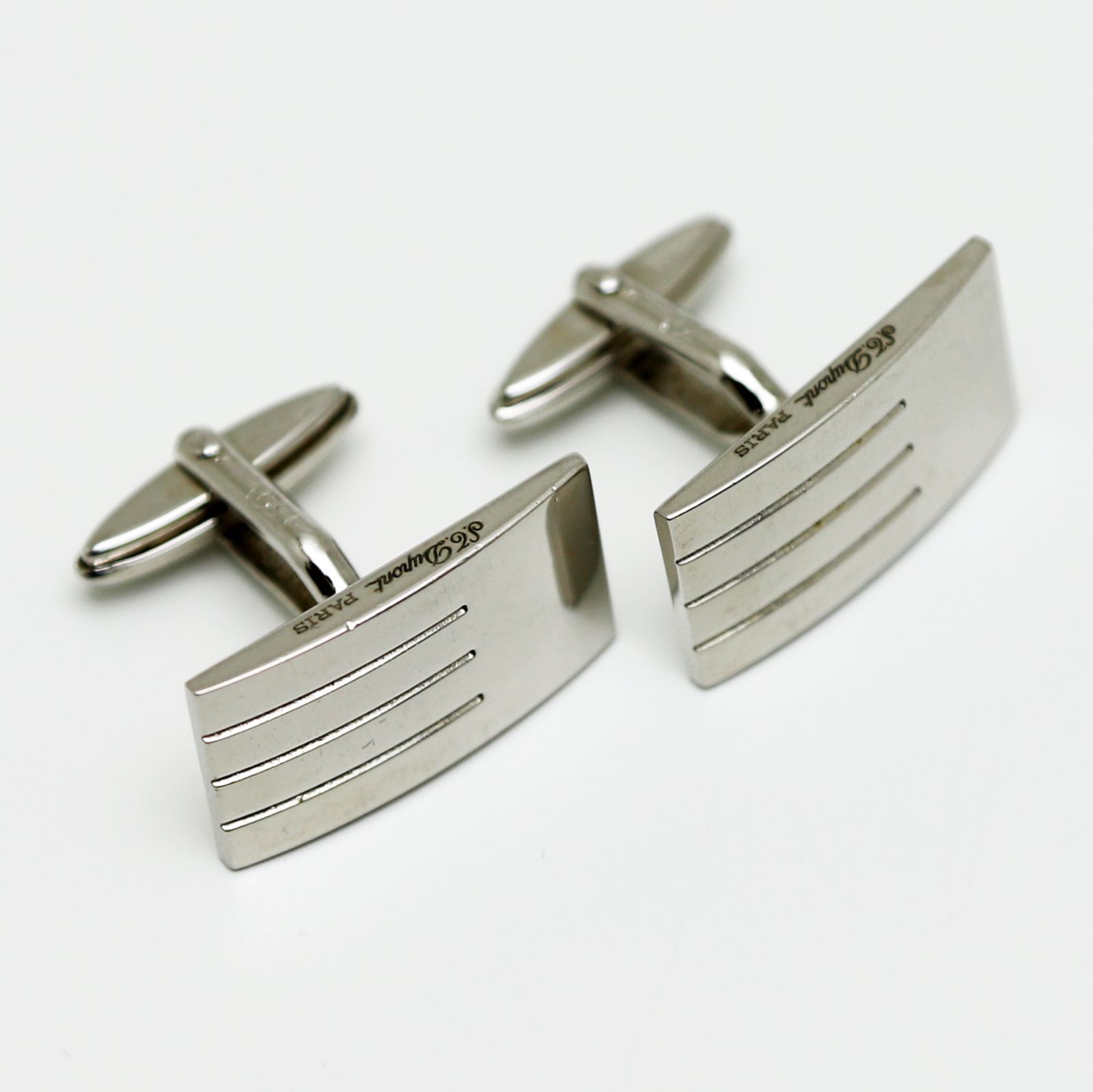 S.T. Dupont PARIS カフス留め S.T. DUPONT JETON COLLECTION INOX FINISH CUFFLINKS — The