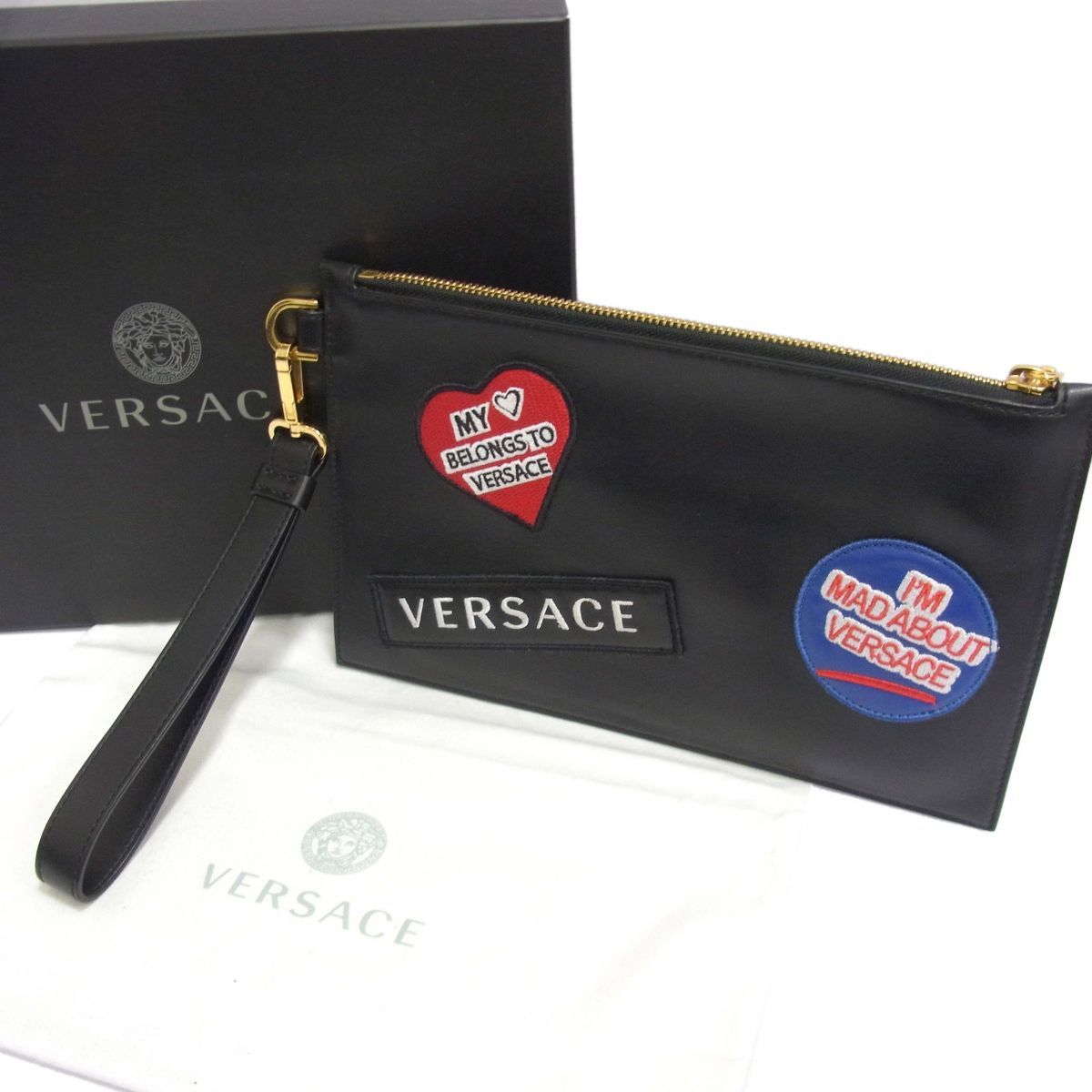 美品 定価9万円◇VERSACE ヴェルサーチェ クラッチバッグ レザーバック 