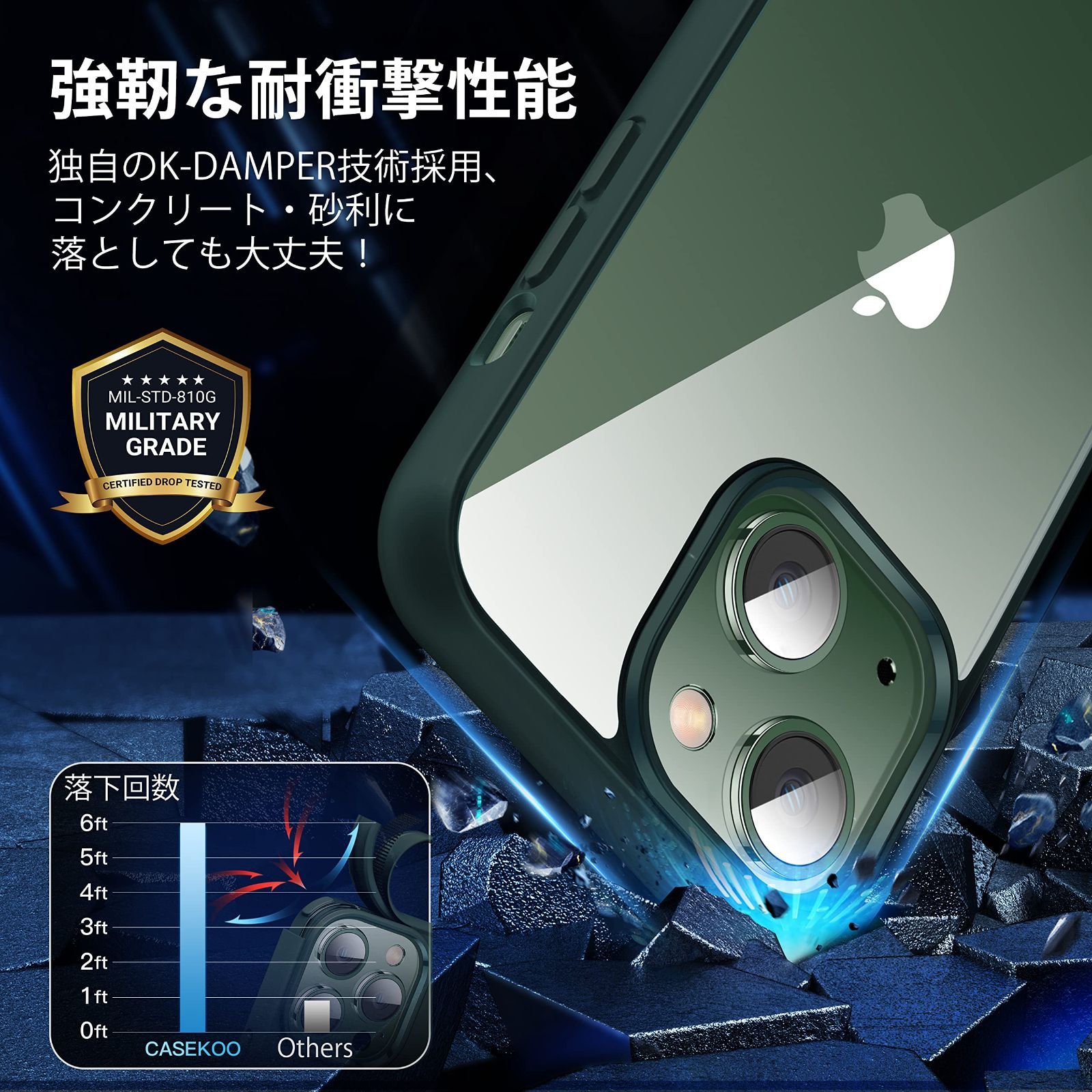 セール中】グリーン 【極々透明感・革新耐黄変技術CASEKOO iPhone14