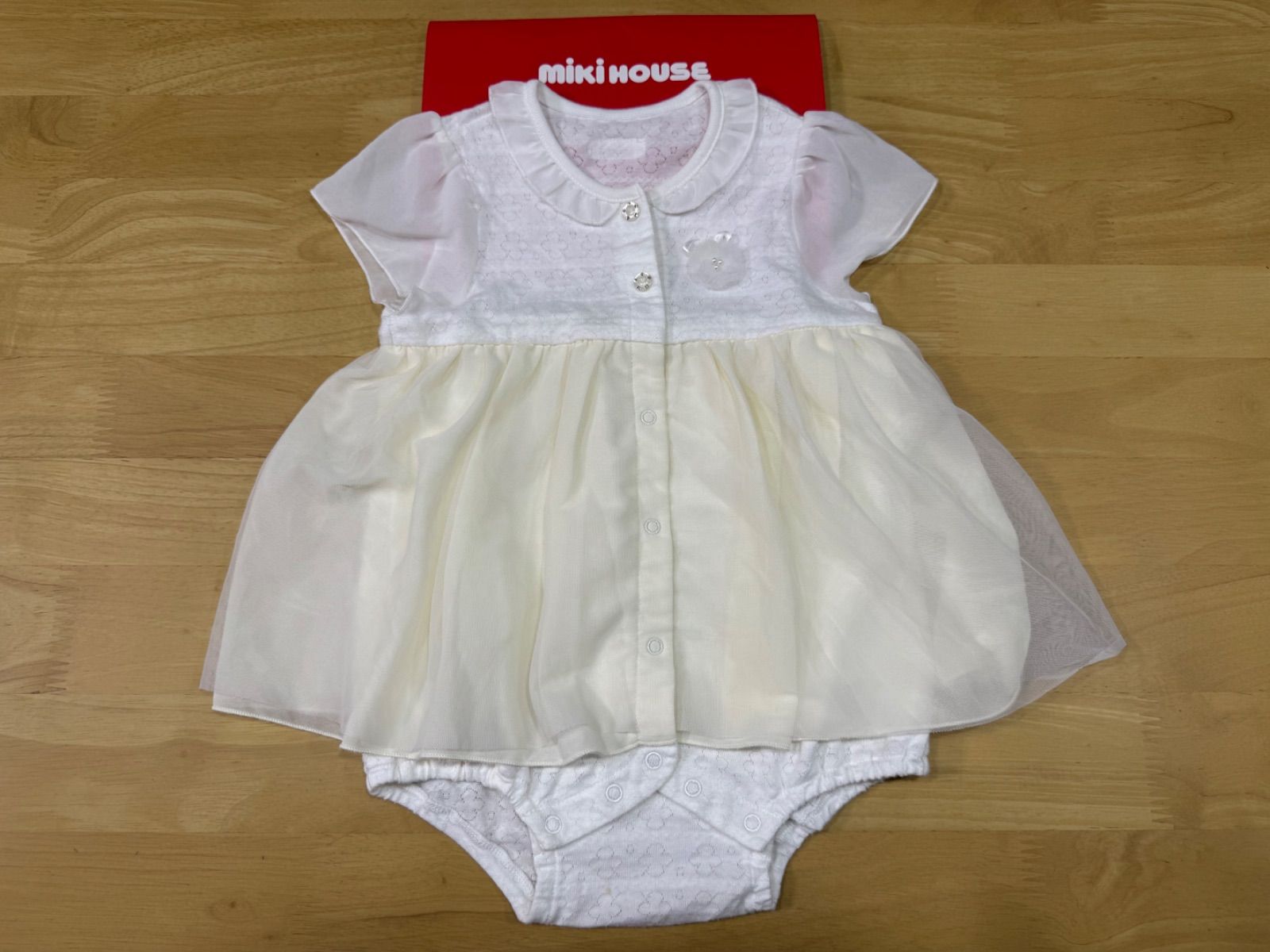 ミキハウスフォーマルロンパース◎スワロフスキー◎極美品◎サイズ80 