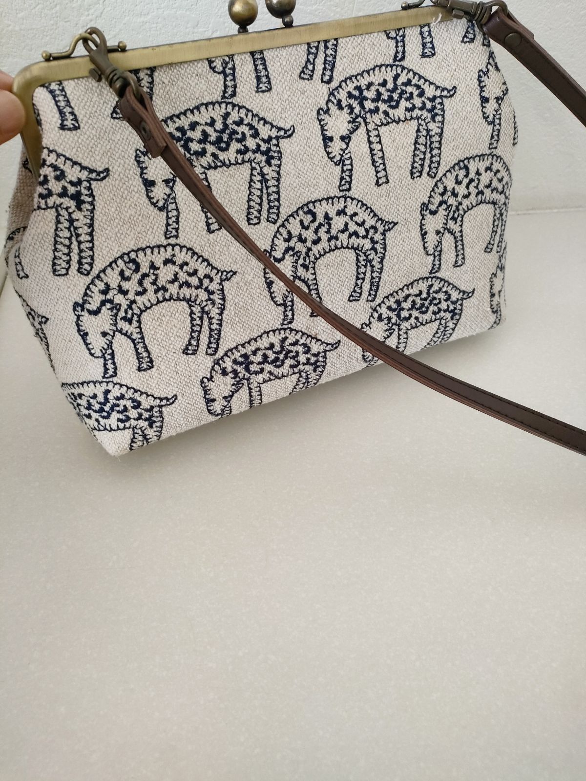 ミナペルホネン生地で作ったがま口バック 値下げ。ハンドメイド ミナ