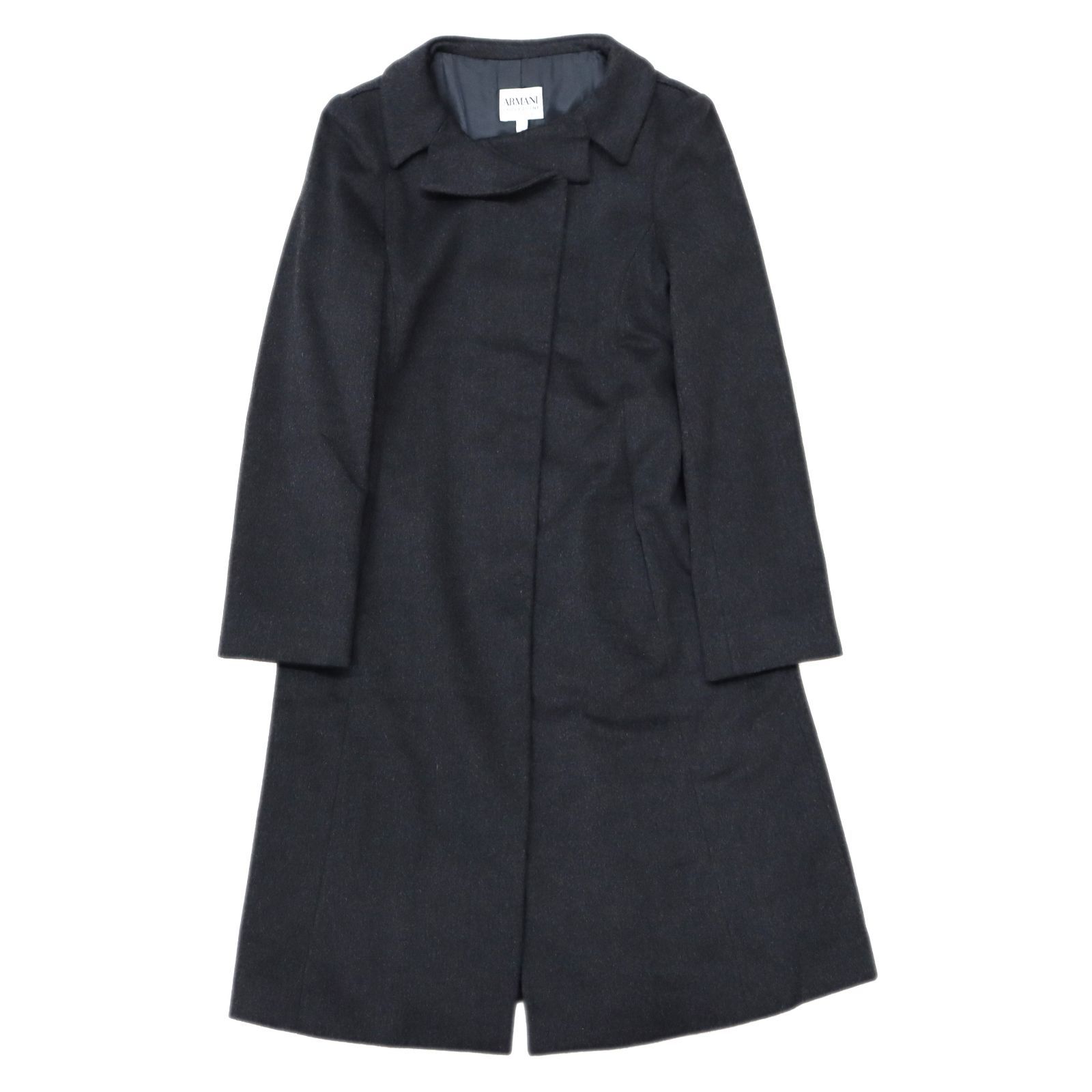 ARMANI COLLEZIONI】ステンカラーコートロング丈ブラック