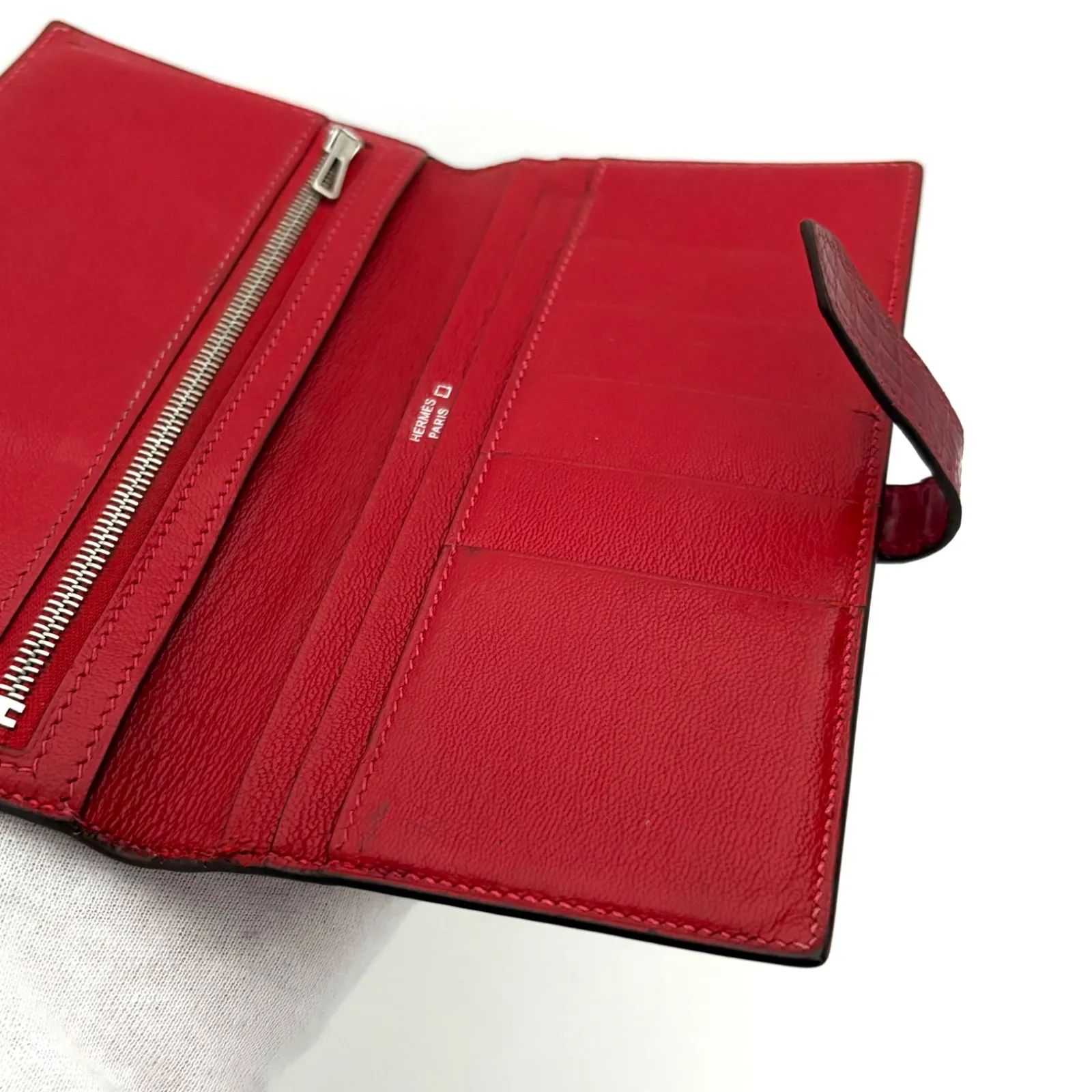 エルメス　べアン　クロコダイルアリゲーター赤　箱付き 早い者勝ち】エルメス HERMES べアン クロコダイル アリゲーター