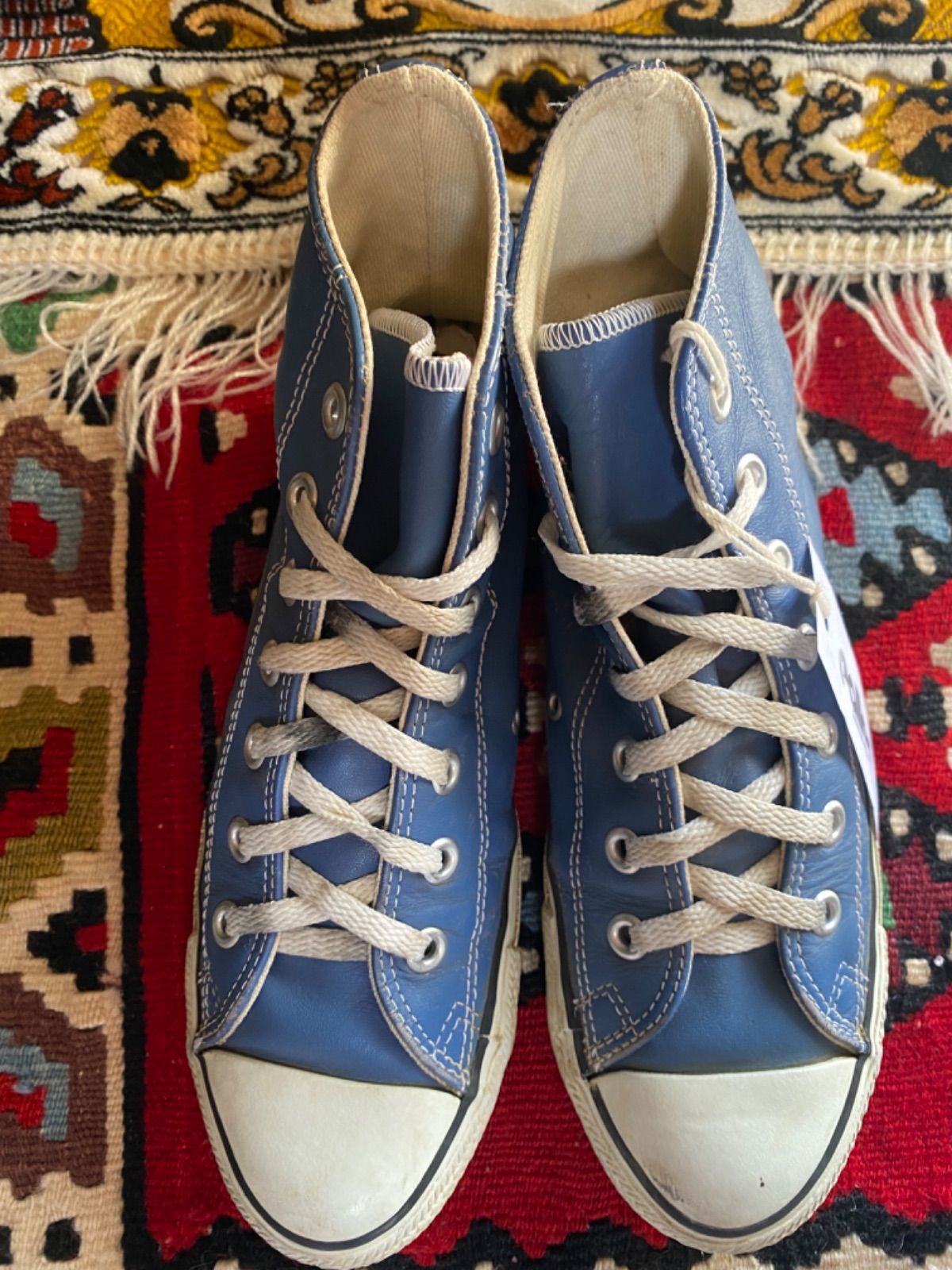 90s USA converse レザー　ハイカット　ブルー 90s USA converse レザー ハイカット ブルー - メルカリ