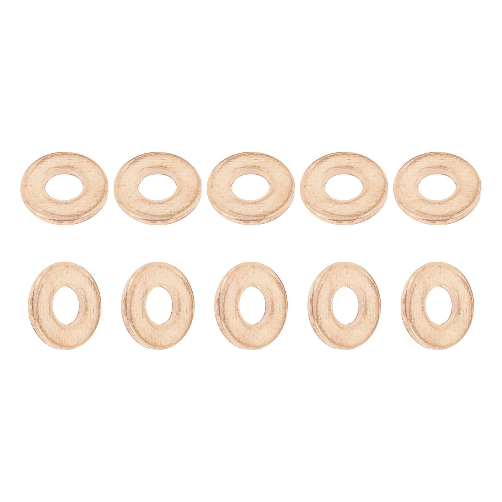 DTGN 6 mm x 14 mm x 1.5 mm(内径 x 外径 x 厚さ) フラット銅シーリングワッシャー 10個 産業機械用 M6ねじ 銅 フラットリングガスケット