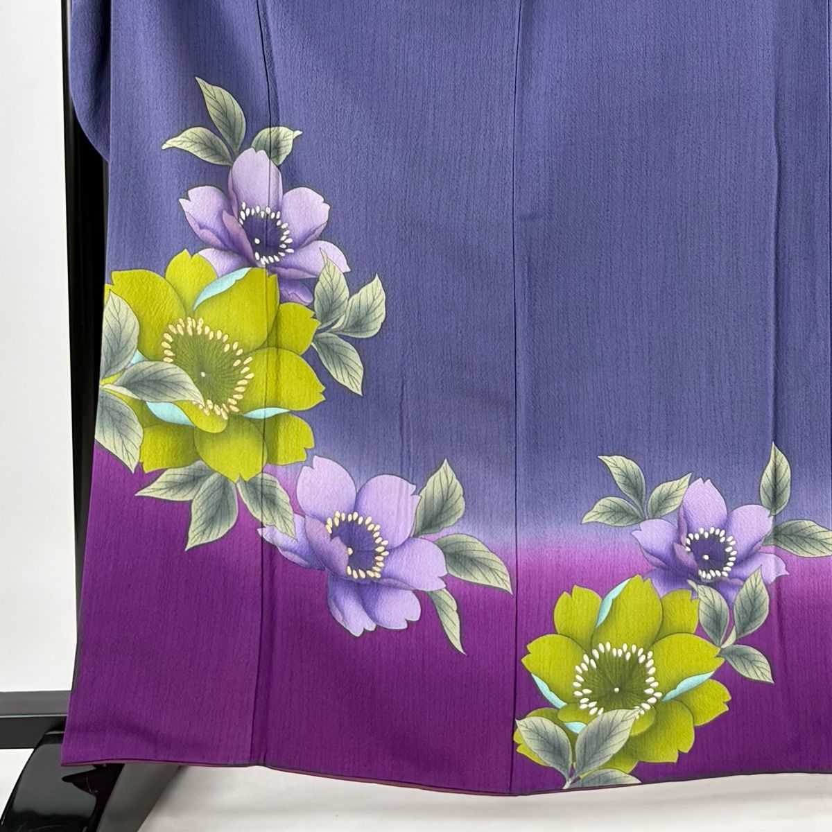 振袖 名品 やまと 枝垂桜 蝶 金銀彩 染分け 紫「H096」 振袖 身丈168.5cm 裄丈70cm L 袷 草花 蝶 金銀彩 ぼかし 赤紫