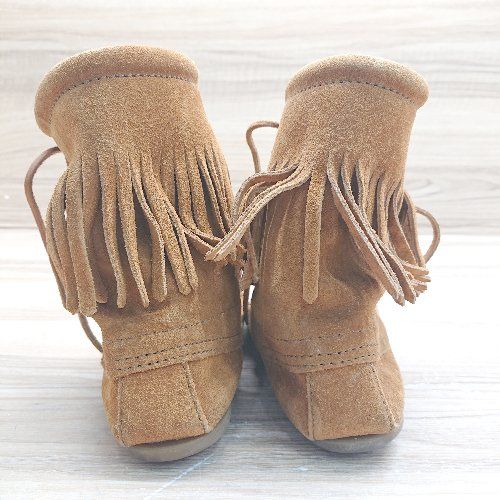 □ Minnetonka ミネトンカ フリンジ レースアップ 定番 モカシンブーツ