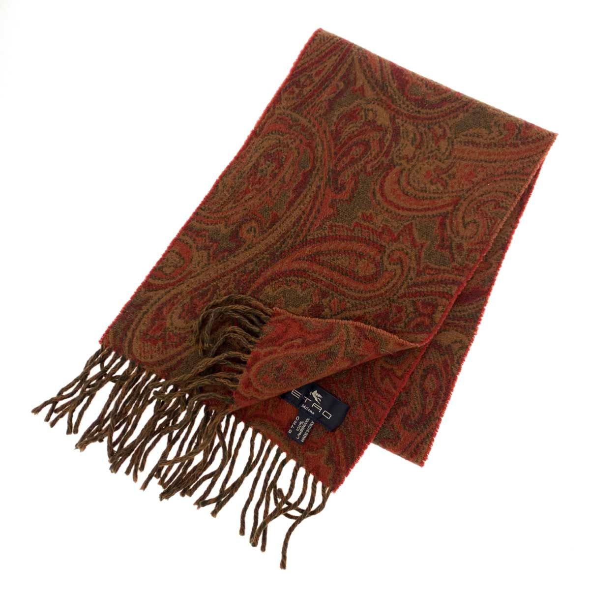 ETRO エトロ ストール 20135 ブラウン ペイズリー柄 Lin-Flax100