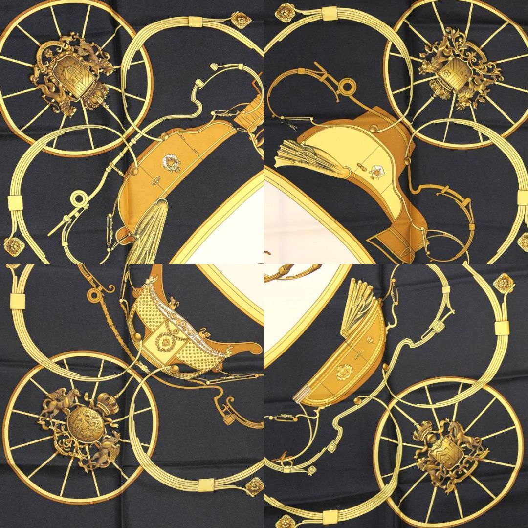 HERMES/エルメス スカーフ シルク100% ブラック×イエロー