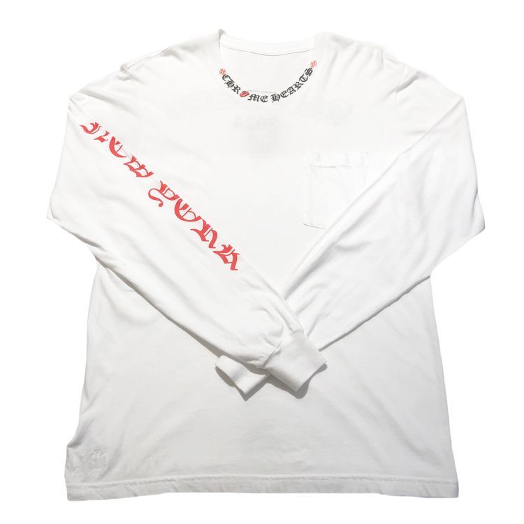 Chrome Hearts クロムハーツ ニューヨーク リップアンドタンプリント ロングＴシャツ size L クルーネック メンズ ホワイト コットン