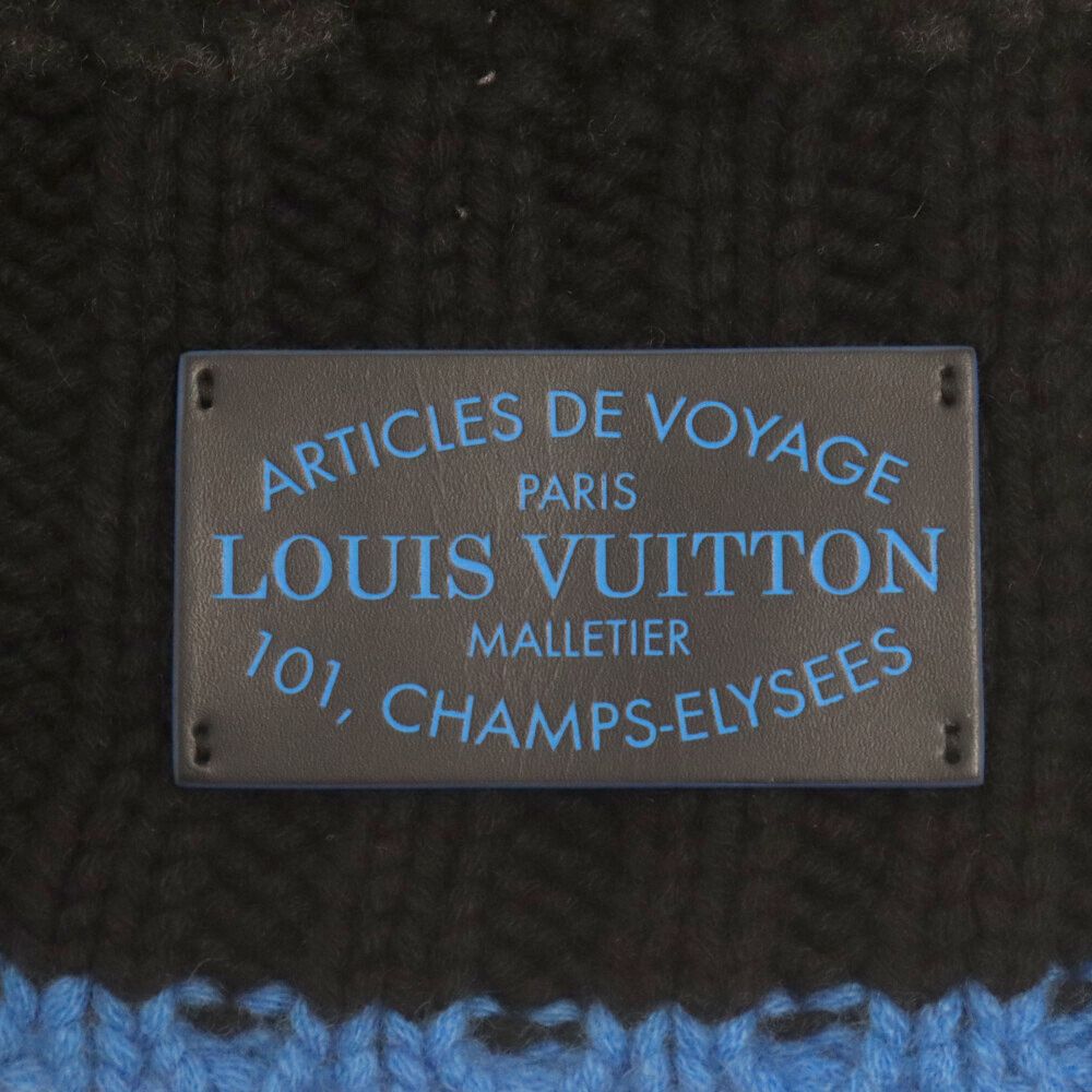 LOUIS VUITTON / エシャルプ・ヘルシンキタイガアーティクルドゥボワヤージュ_ダミエ/カシミア/BLK/メンズ LOUIS VUITTON (ルイヴィトン) エシャルプ ヘルシンキ タイガ