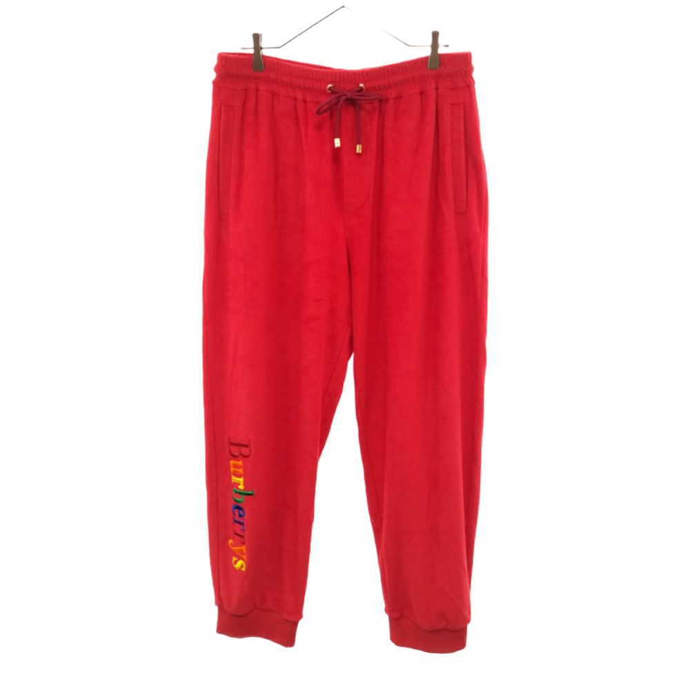 BURBERRY (バーバリー) Red rainbow logo detail tracksuit bottoms