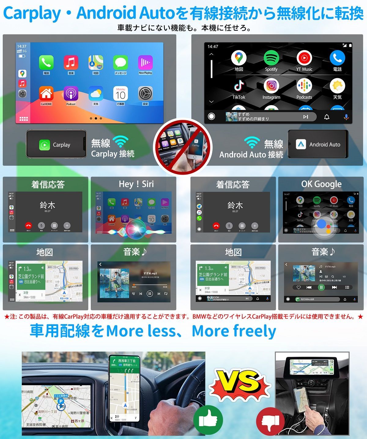 CarPlay AI Box アダプター Android Auto android 11.0モデル Youtube