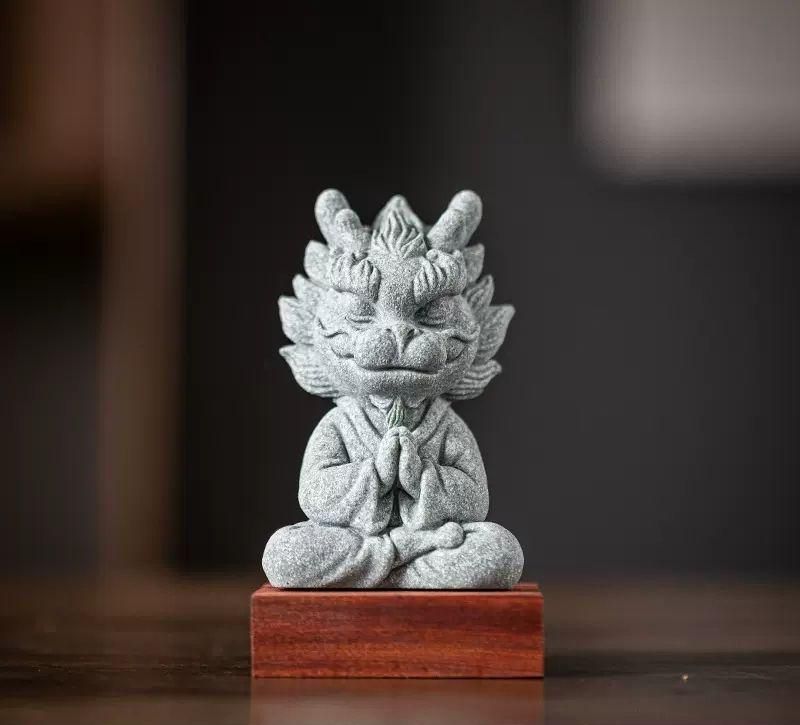 青砂石 竜 茶道具 工芸品 美術品 置物 - メルカリ
