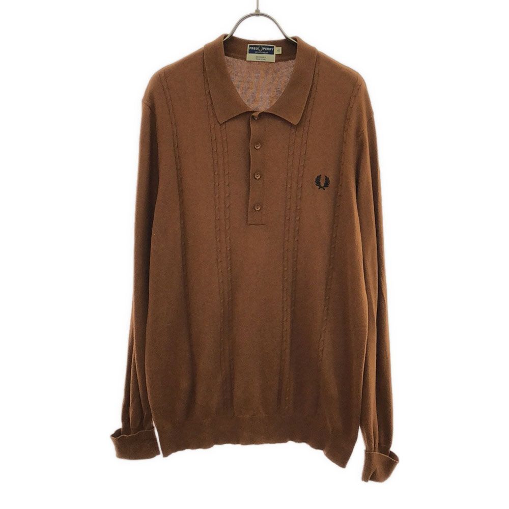 FRED PERRY コットンニット ポロシャツ ロゴ イタリア製 FRED PERRY コットンニット ポロシャツ ロゴ イタリア製