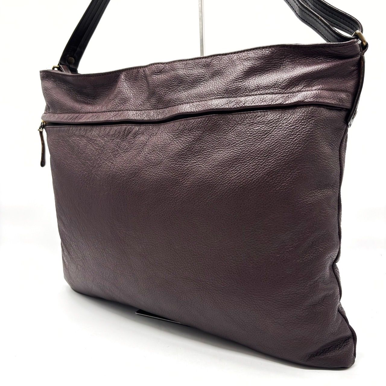良品】 MIUMIU Y2K brown leather logo shoulderbag unisex ミュウ 