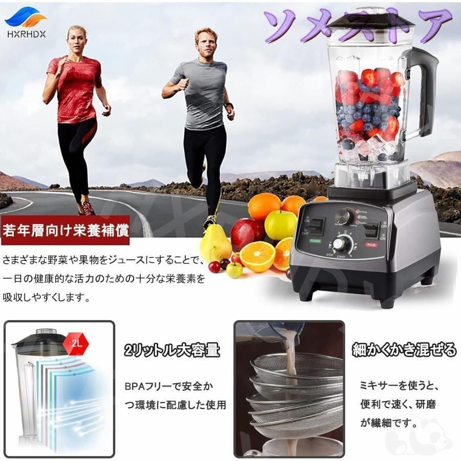 BADUS 2L多機能 業務用ミキサ一 スムージー ブレンダー タイマー付