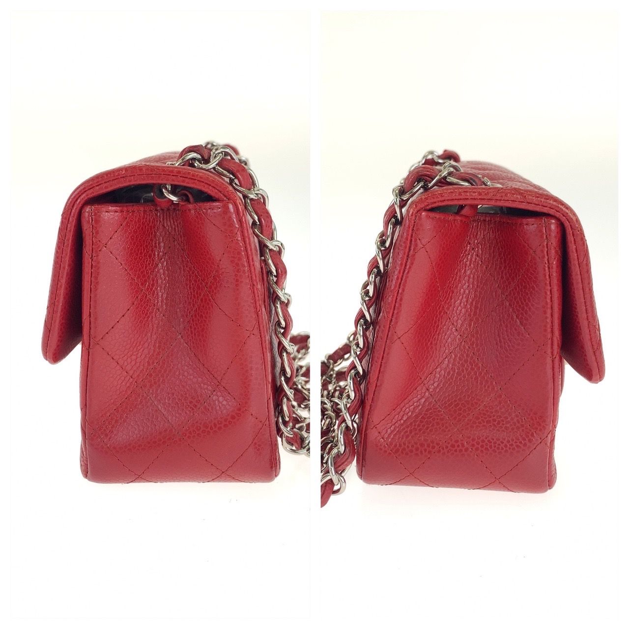 CHANEL マトラッセ ミニ フラップ バッグ、メタリック ブレード カーフスキン