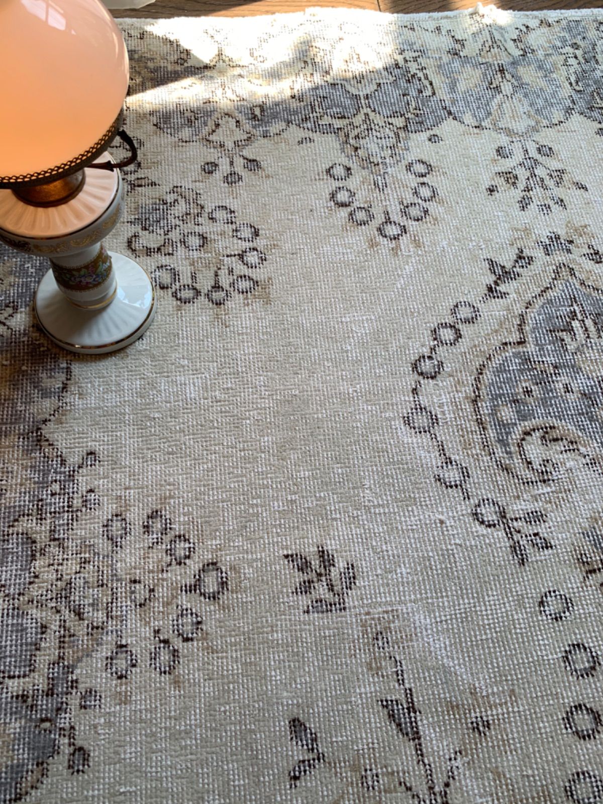 超特大 宝石 メダリオン 267cm×123cm アイボリー グレージュ