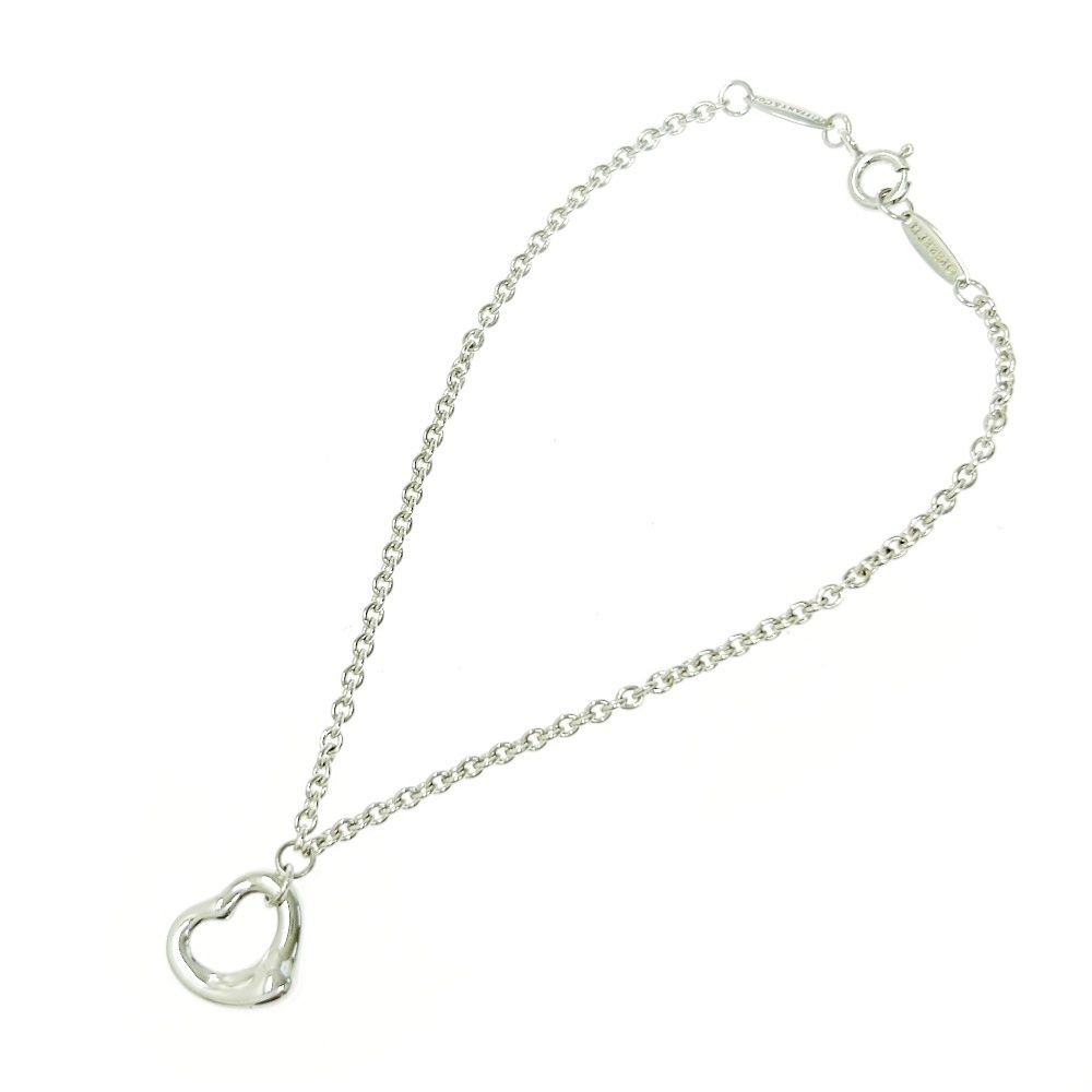 TIFFANY&Co. オープンハート ブレスレット 925シルバー （M) 中古】【箱付き】 TIFFANY&Co. ティファニー シルバー エルサ
