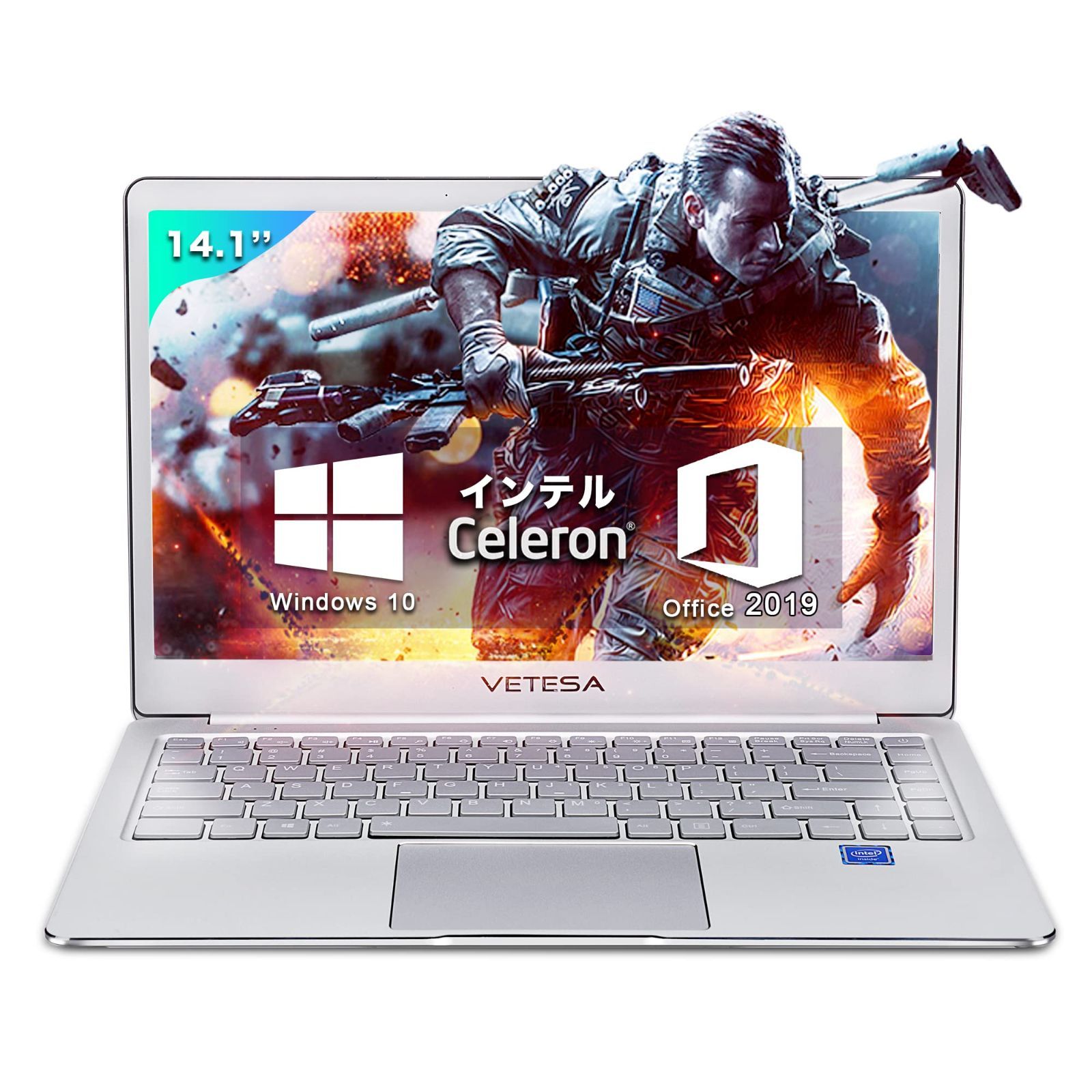 【在庫処分】10搭載】バックライトキーボード 高級金属シェル 搭載】【Win 外付けDVD付属 第八世代 Office Celeron N4000 【MS メモリー:8GB /IPS広視野角14.1型フルHD液晶/Webカメラ/USB ノートパソコン 3.