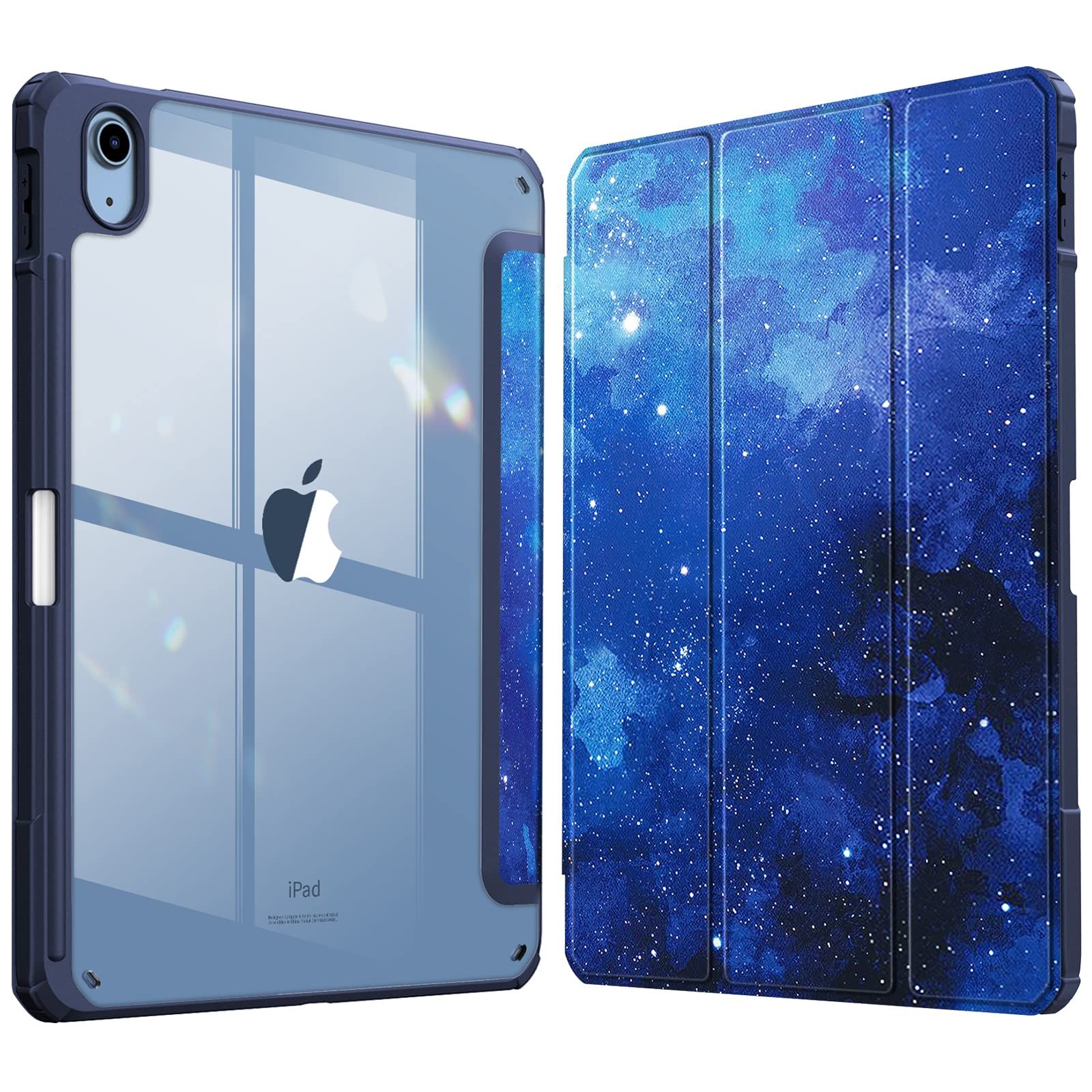 Fintie (フィンティー) ハイブリッド スリムケース iPad 第10世代 10.9インチタブレット(2022年モデル)用 - [Pencilホルダー内蔵] 耐衝撃性カバー 透明なバックシェル付き 自動ウェイク/スリープ 星空
