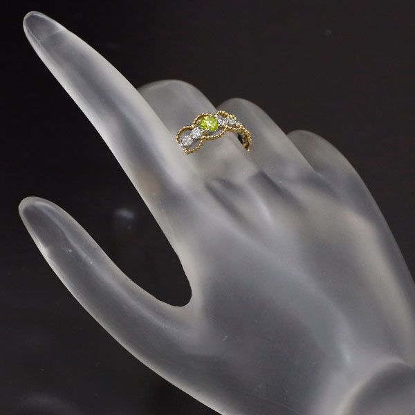 Pt900/ K18YG トリートグリーンイエロー ダイヤモンド リング 0.332ct  