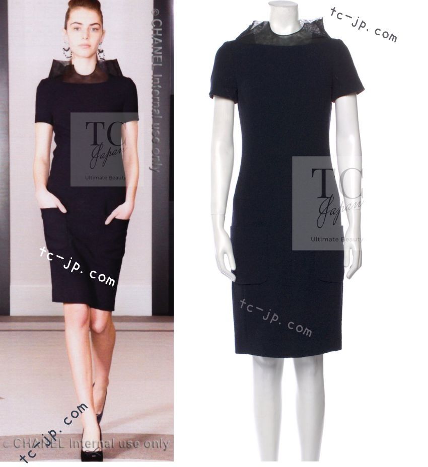 CHANEL #spc シャネル ワンピース 36 黒 白 半袖 ストライプ