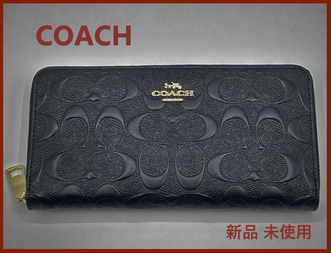 COACH コーチ 新品 ブラック メンズ レディース 長財布 黒 財布 064