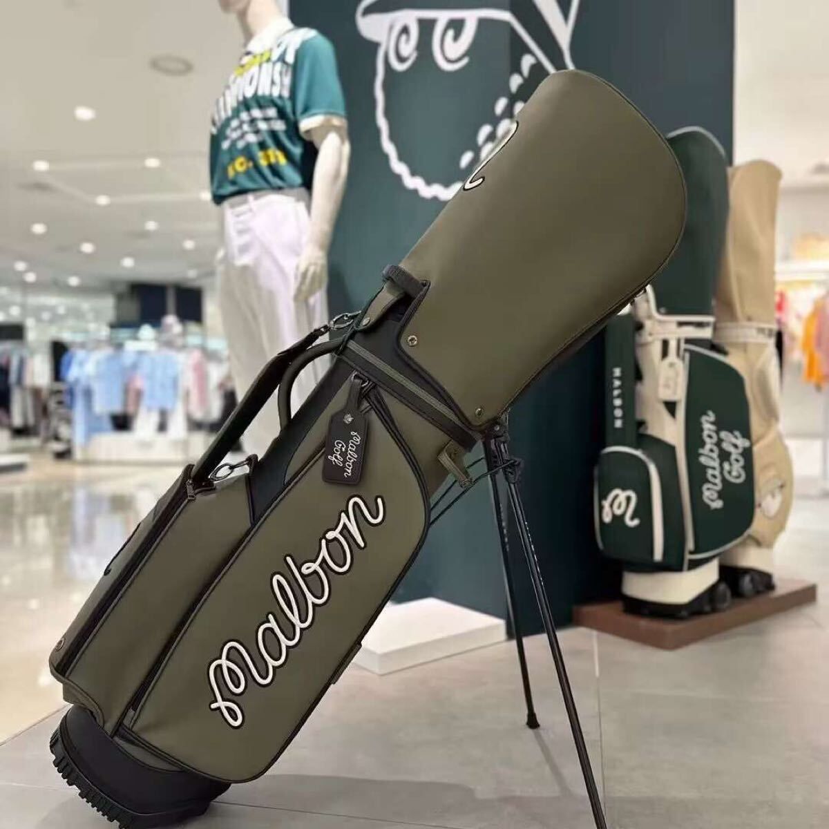 ゴルフ マルボンカラーグリーン ゴルフバッグ キャディバッグ malbon golf