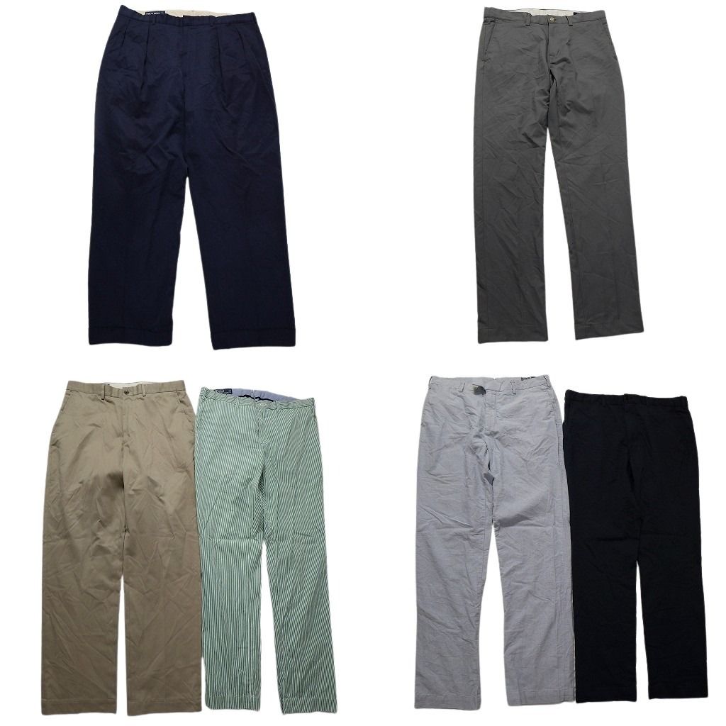 古着卸 まとめ売り ラルフローレン スラックス パンツ 6枚セット メンズ 32 |34 |38 ストライプ 無地 ２タック 古着 NB9833