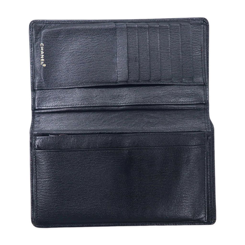 CHANEL セブルガ キャビアスキン 長財布 ブラック レザー ココマーク