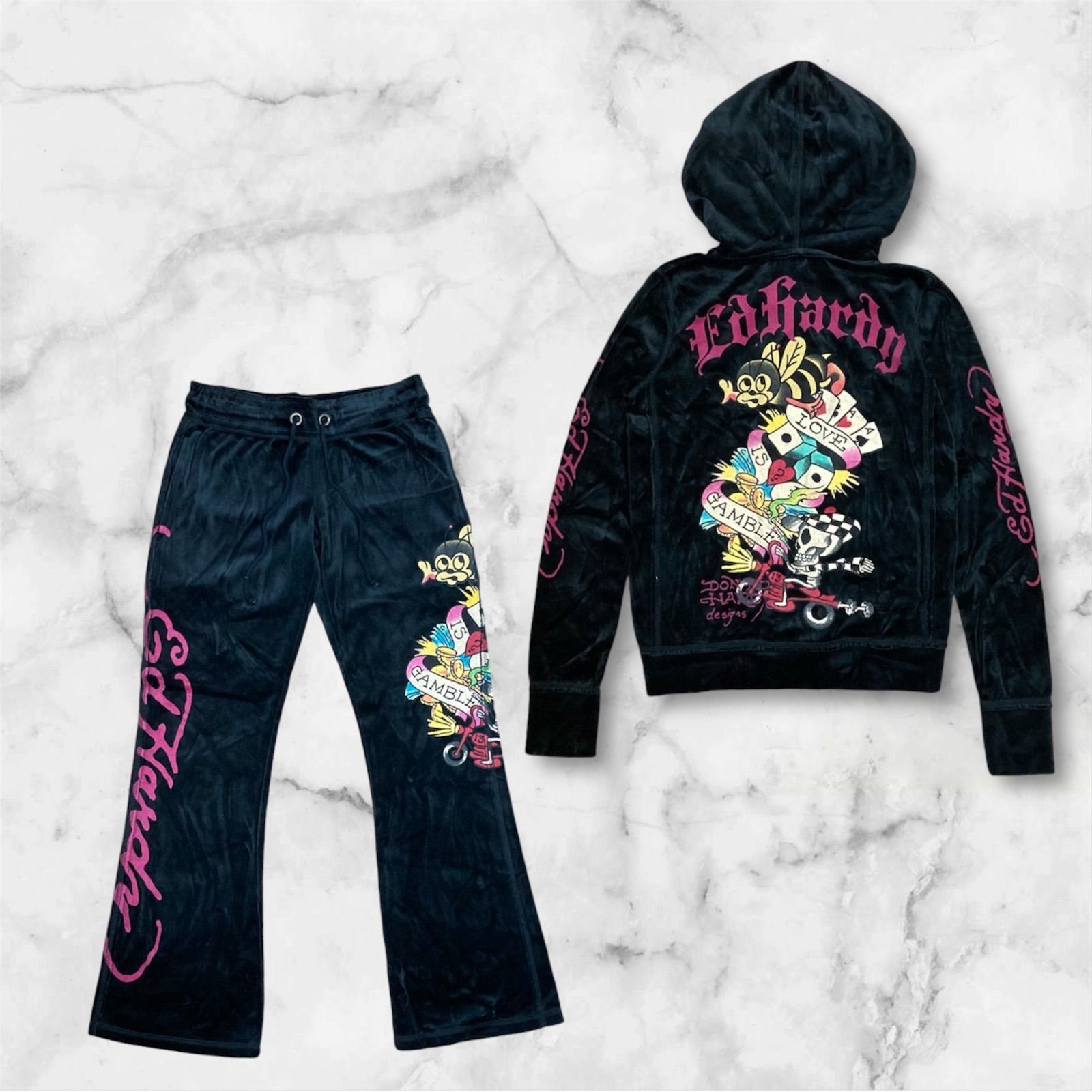 新品未使用》ED HARDY エドハーディ ベロア パーカー セットアップ