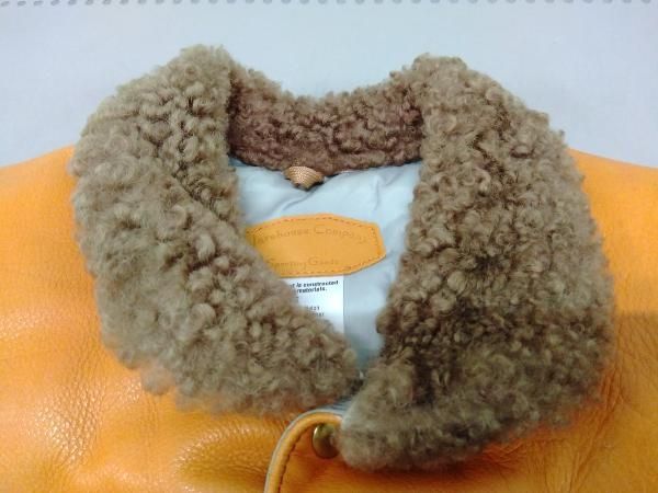 WAREHOUSE レザーダウンベスト ボア襟 メンズ Sサイズ 本革 ブラウン